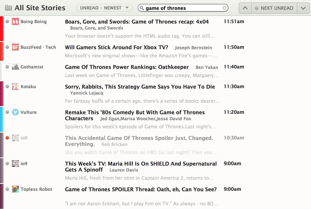 Search results across subscriptions with highlighted terms