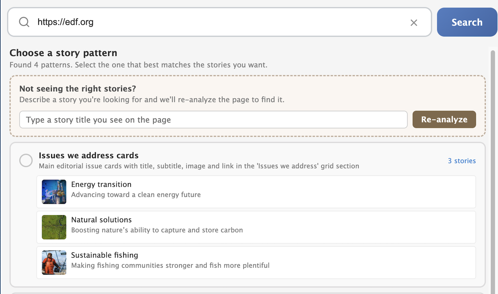 Web feed creation showing a page being converted to a feed